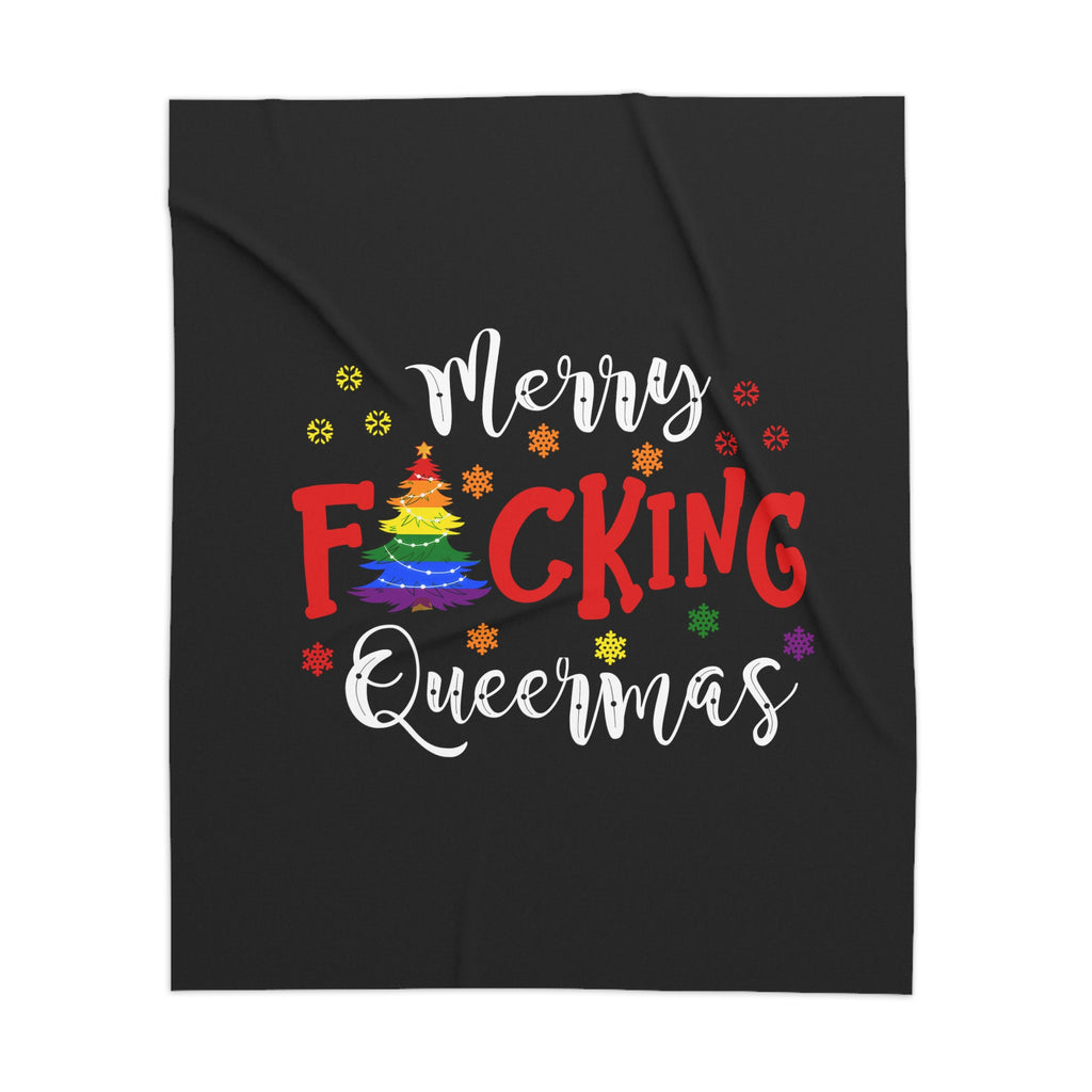 Christmas Lgbtq  Sherpa Blanket, Merry Queermes Printify