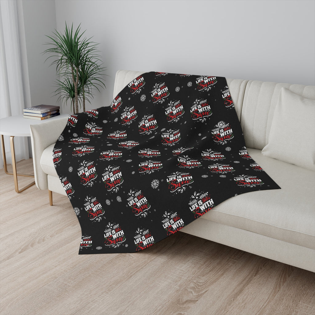 Christmas Sherpa Blanket, Merry Christmas Santa life Is with Snow Printify