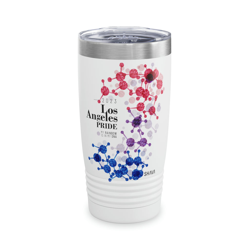 SHAVA CO Bisexual Flag 2023 Pride, Los Angeles Ringneck Tumbler 20oz - My Rainbow Is In My DNA Printify