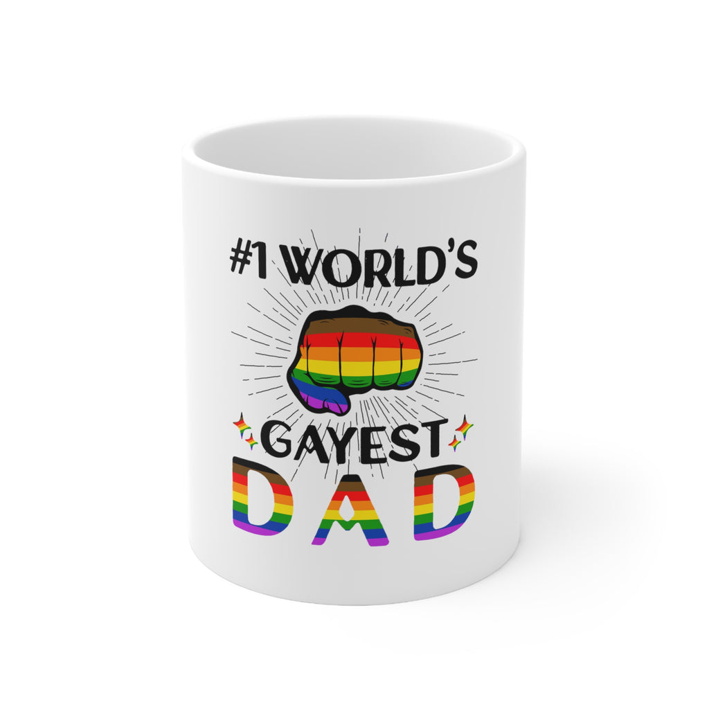 Philadelphia Pride Flag Ceramic Mug - #1 World's Gayest Dad Printify