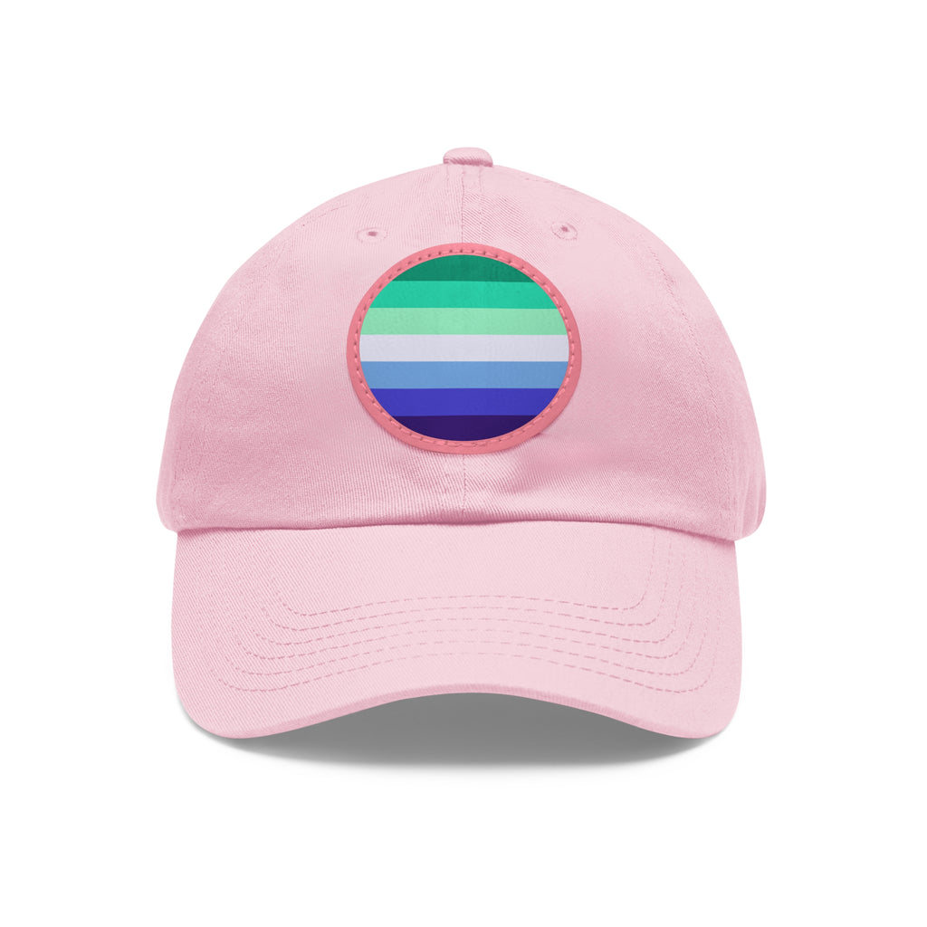 SHAVA CO Gay Flag Dad Hat with Leather Patch (Round) Printify