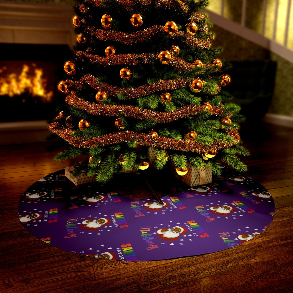 Christmas LGBTQ  Round Tree Skirt ,Nonbinary Santa's Favorite Nibling Printify