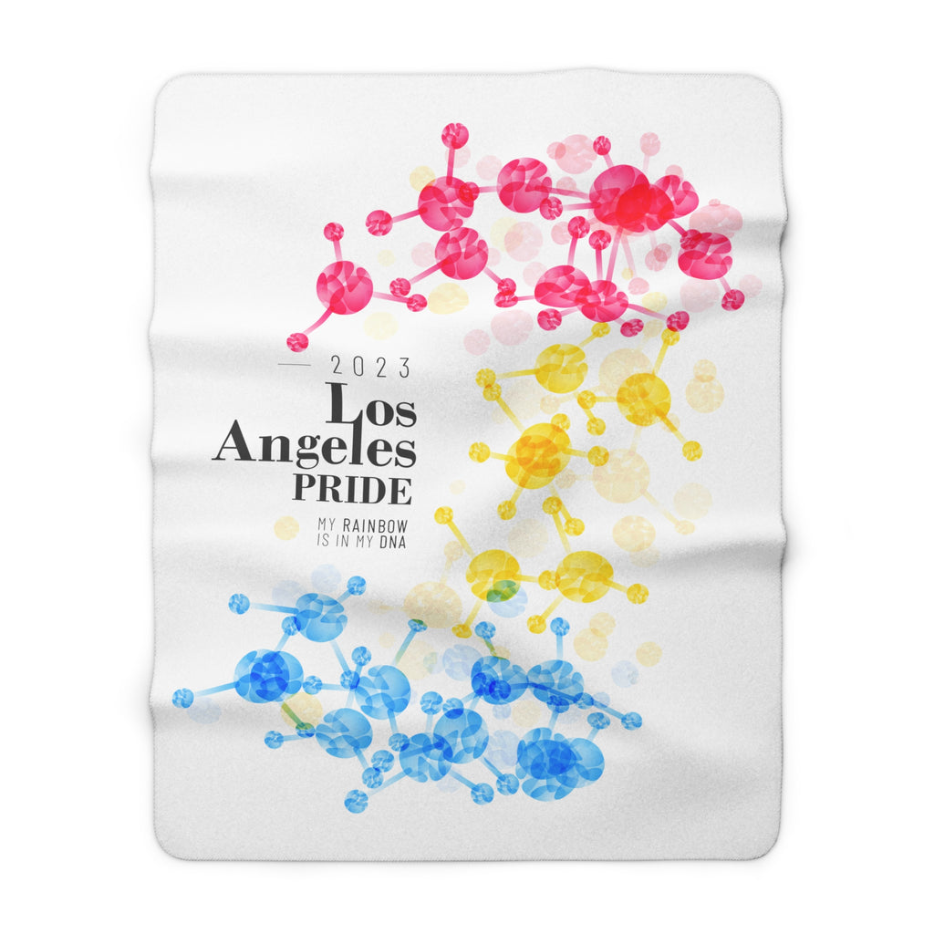 SHAVA CO Pansexual Flag 2023 Pride, Los Angeles Sherpa Fleece Blanket - My Rainbow Is In My DNA Printify