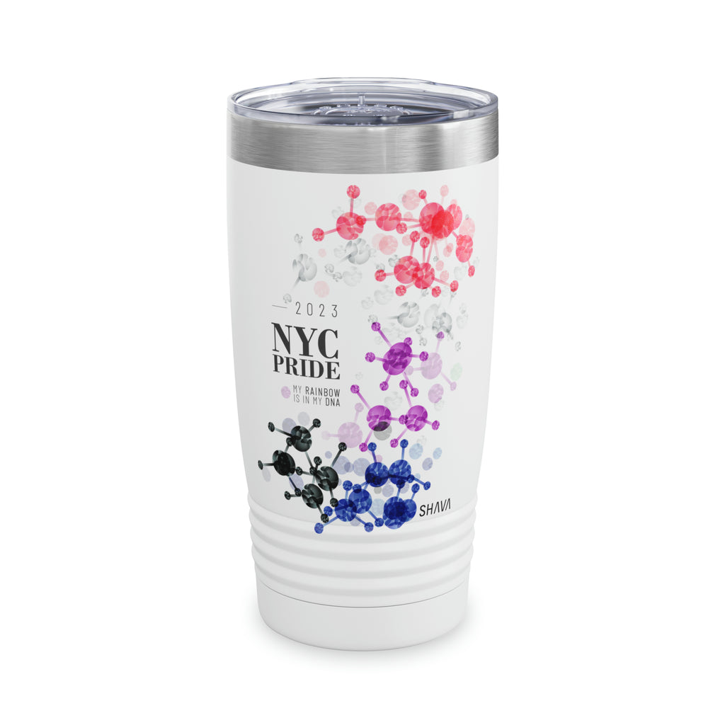 SHAVA CO Genderfluid Flag 2023 Pride, New York City Ringneck Tumbler 20oz - My Rainbow Is In My DNA Printify