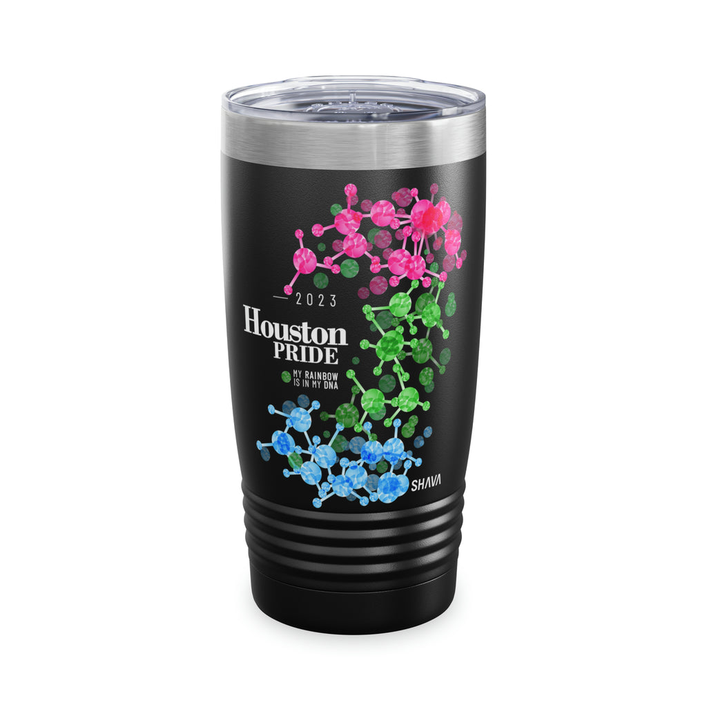 SHAVA CO Polysexual Flag 2023 Pride, Houston Ringneck Tumbler 20oz - My Rainbow Is In My DNA Printify