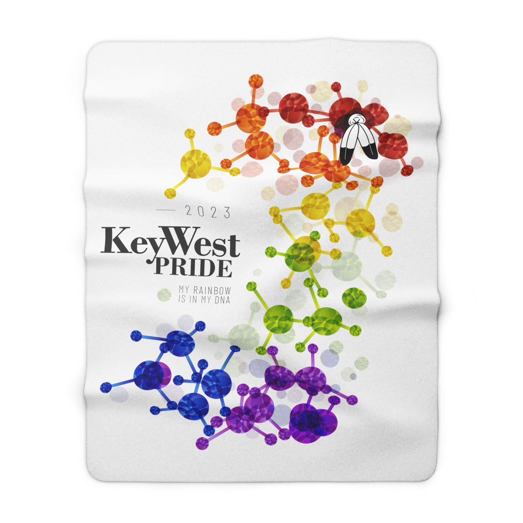 SHAVA CO Two Spirit Flag 2023 Pride, Key West Sherpa Fleece Blanket - My Rainbow Is In My DNA Printify