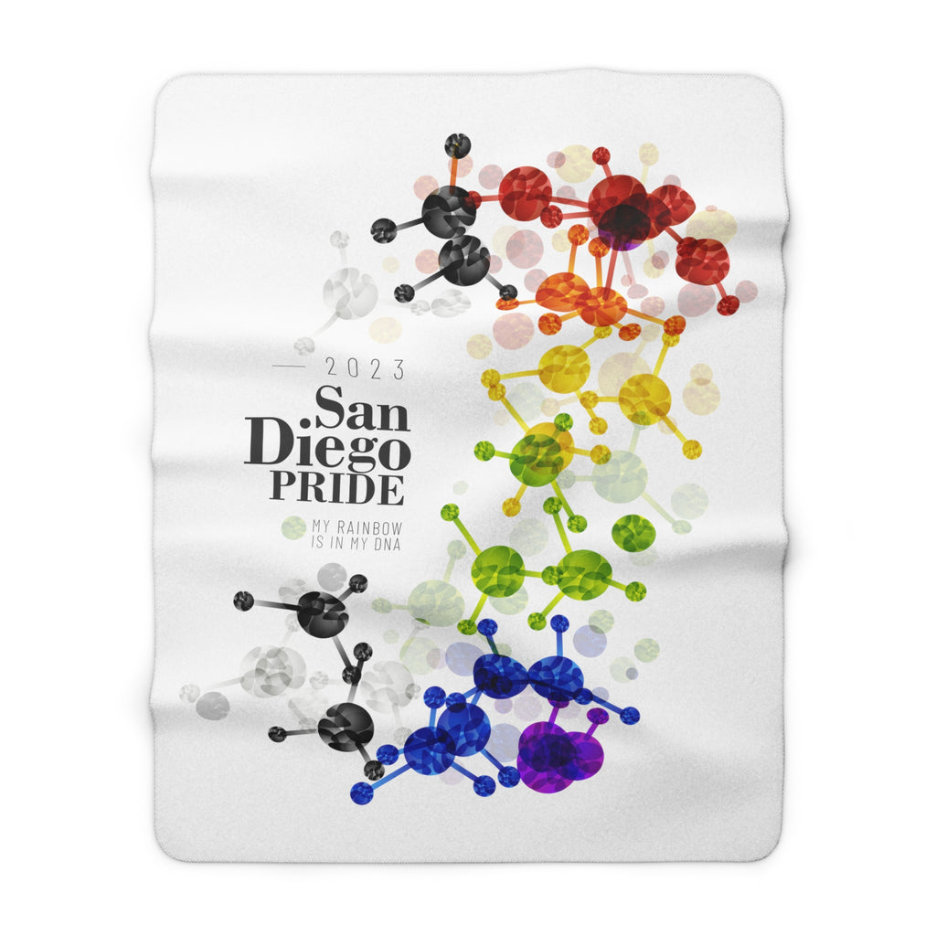 SHAVA CO Straight Ally Flag 2023 Pride, San Diego Sherpa Fleece Blanket - My Rainbow Is In My DNA Printify