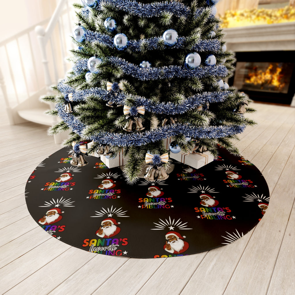 Christmas LGBTQ  Round Tree Skirt ,Nonbinary Santa's Favorite Pibling Printify