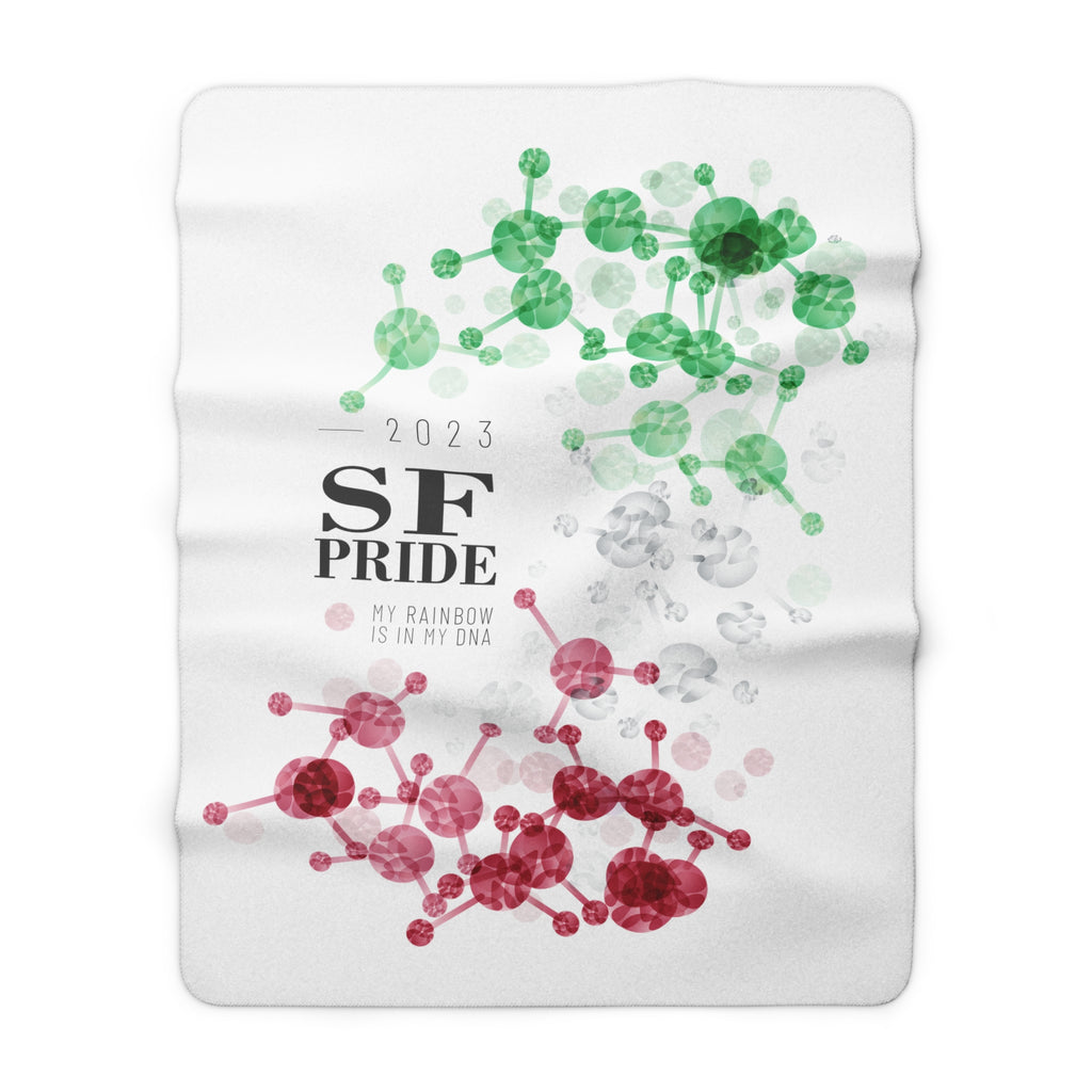 SHAVA CO Abrosexual Flag 2023 Pride, San Francisco Sherpa Fleece Blanket - My Rainbow Is In My DNA Printify