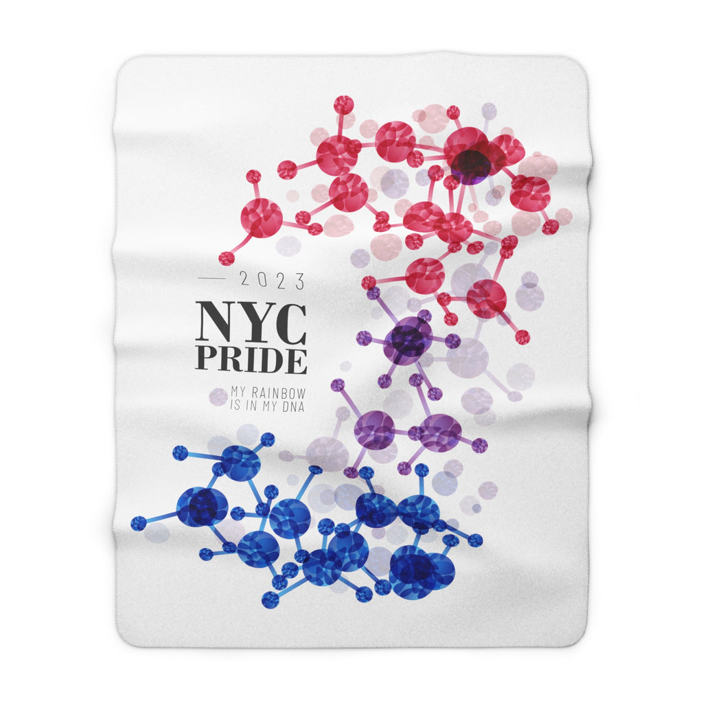 SHAVA CO Bisexual Flag 2023 Pride, New York City Sherpa Fleece Blanket - My Rainbow Is In My DNA Printify