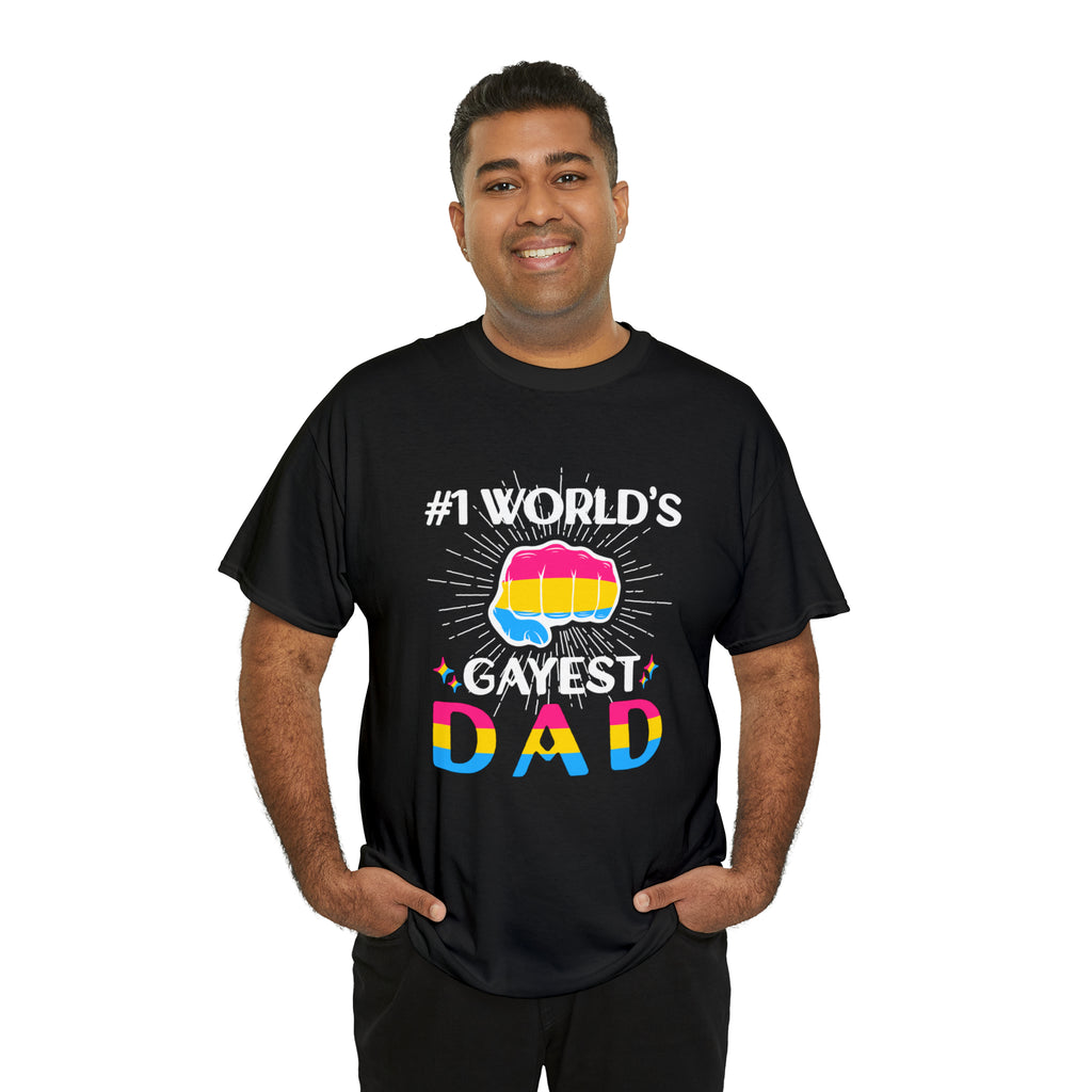 SHAVA CO Pansexual Flag, Unisex Heavy Cotton Tee - #1 World's Gayest Dad Printify