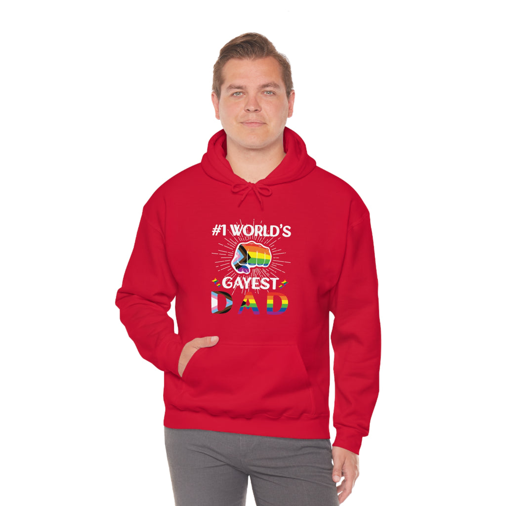 SHAVA CO Progress Flag , Unisex Heavy Blend™ Hooded Sweatshirt - #1 World's Gayest Dad Printify