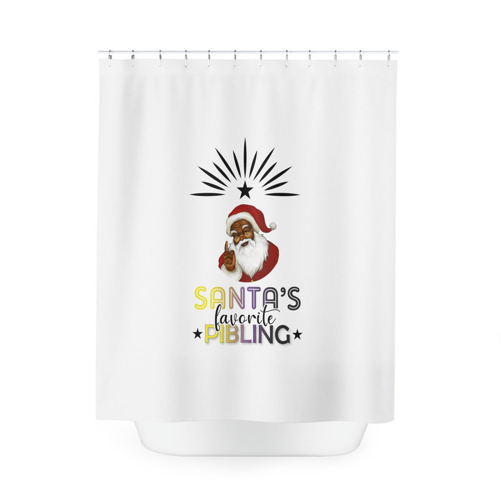 Christmas LGBTQ Shower - Curtains - Santa's Favourite Pibling (Non Binary Colors ) Printify