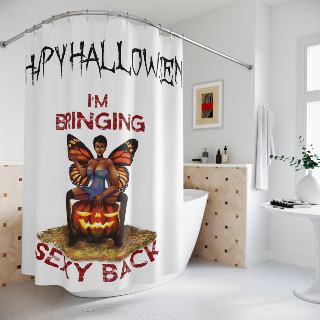 Halloween Polyester Shower Curtain - Happy Halloween - Sexy Back Printify