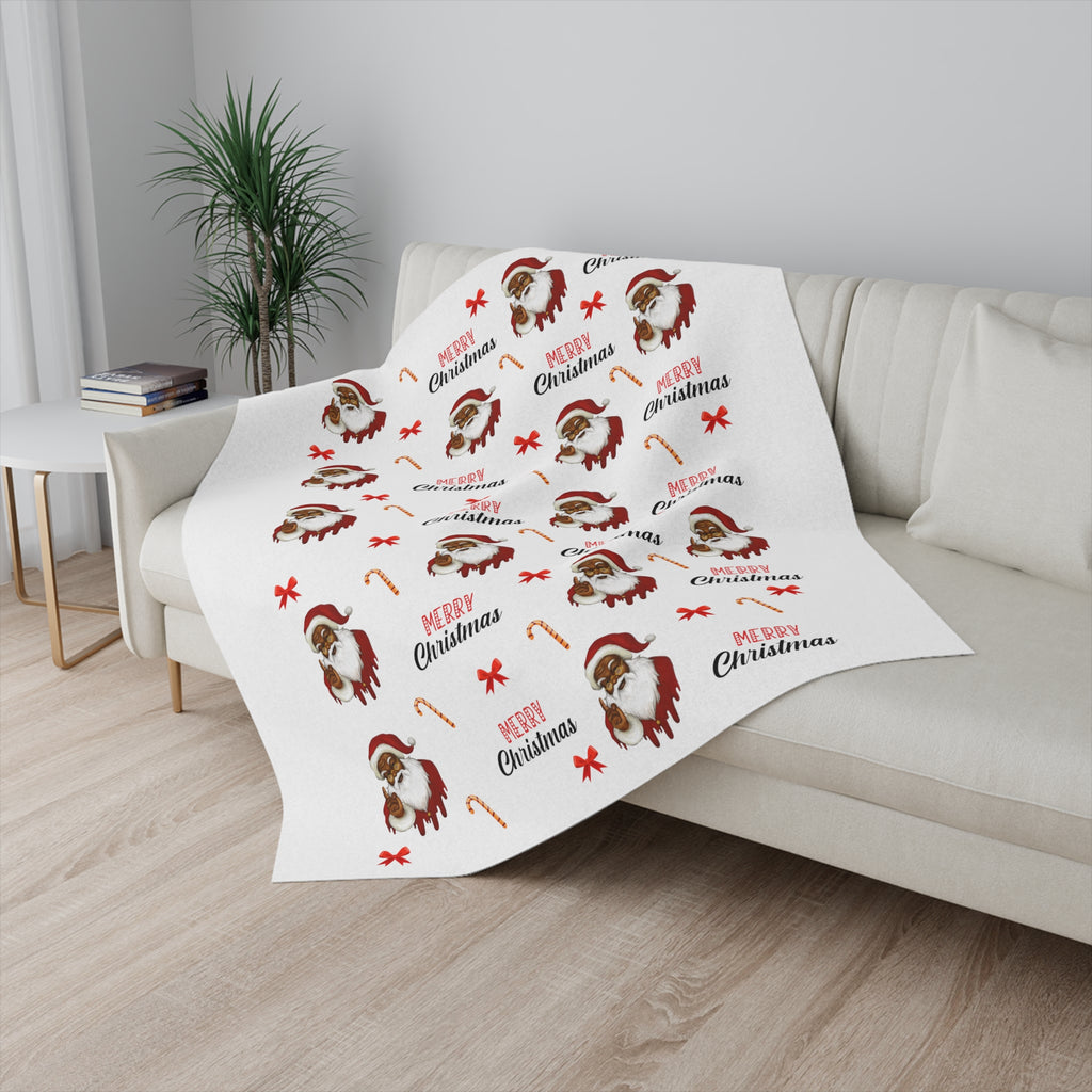 Christmas Sherpa Blanket, Merry Christmas Santa Printify