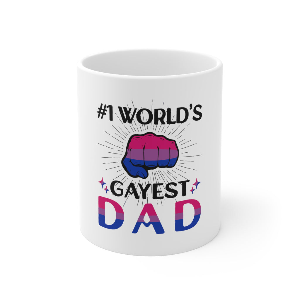 Bisexual Pride Flag Ceramic Mug - #1 World's Gayest Dad Printify