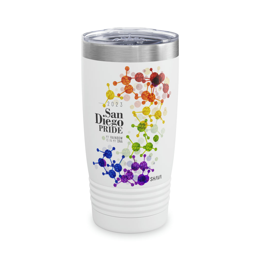 SHAVA CO Rainbow Flag 2023 Pride, San Diego Ringneck Tumbler 20oz - My Rainbow Is In My DNA Printify