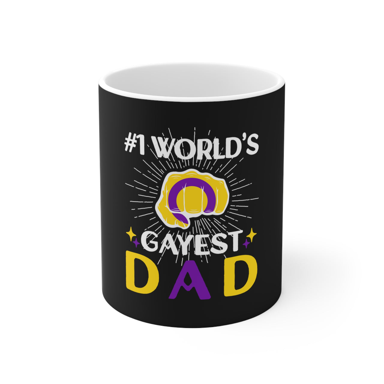 Intersexual Pride Flag Ceramic Mug - #1 World's Gayest Dad Printify