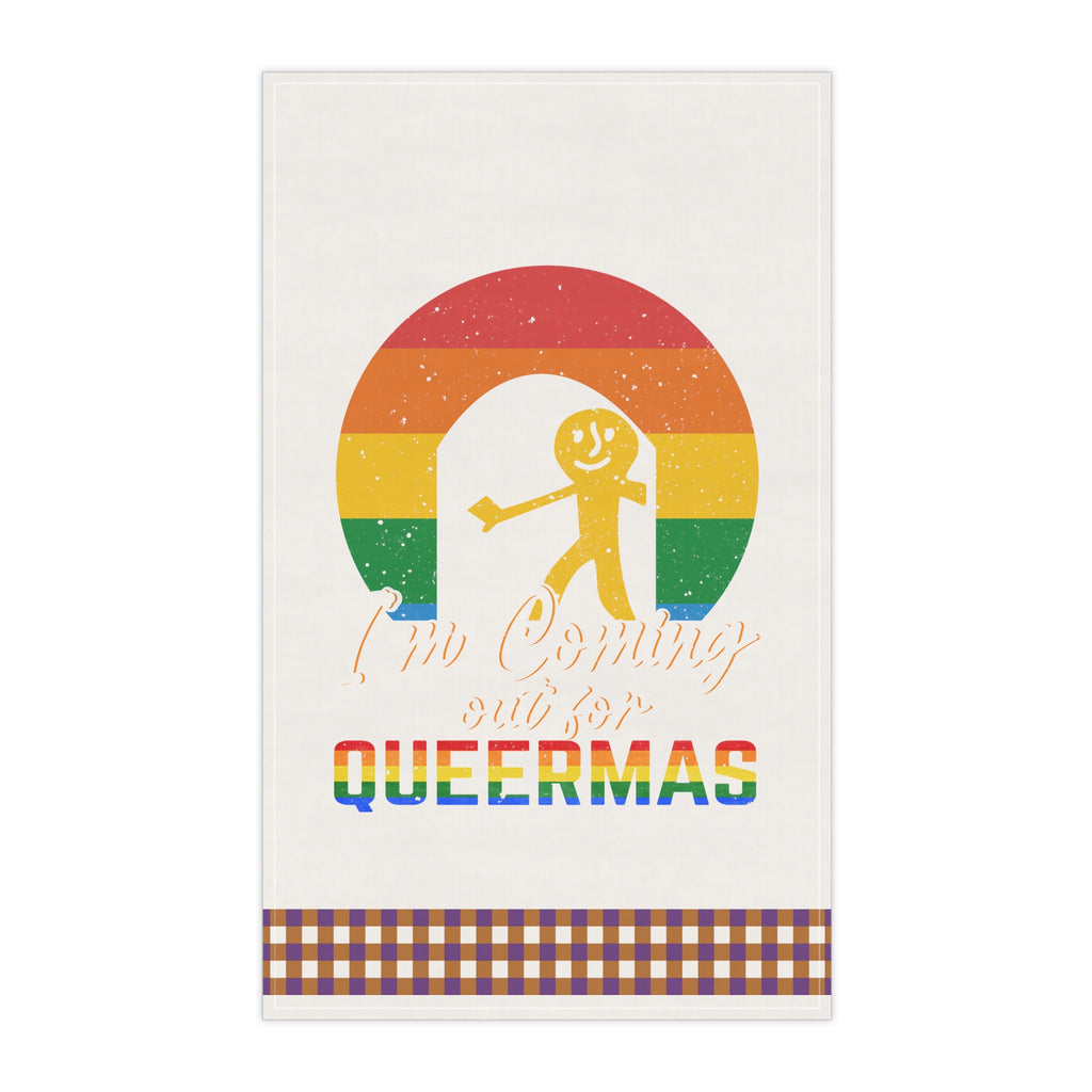 Christmas LGBTQ  Kitchen Towel - I am Coming Our Queermas Printify