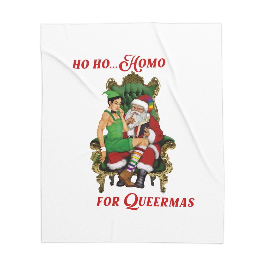 Christmas Lgbtq  Sherpa Blanket, Ho Ho Homo For Queermas Printify