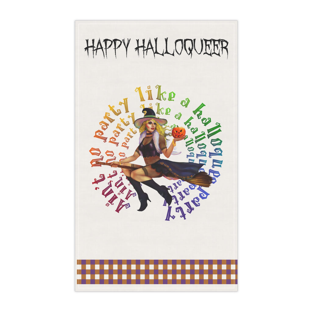 Halloween Kitchen Towel - Happy Halloween - No Party White Witch Printify