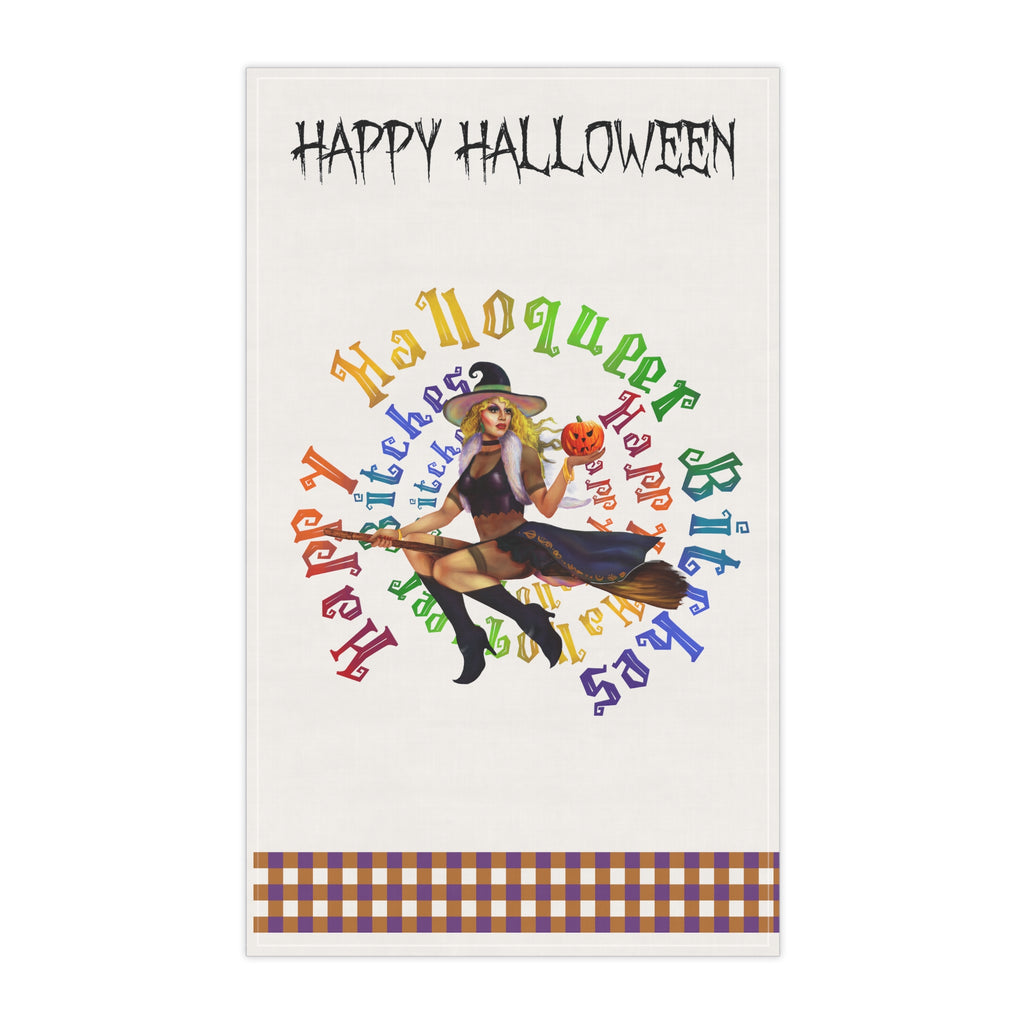 Halloween Kitchen Towel - Happy Halloween - Happy HalloQueer White  Bitches Printify