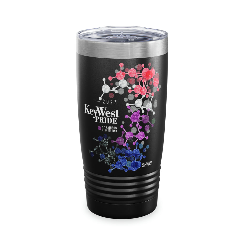 SHAVA CO Genderfluid Flag 2023 Pride, Key West Ringneck Tumbler 20oz - My Rainbow Is In My DNA Printify