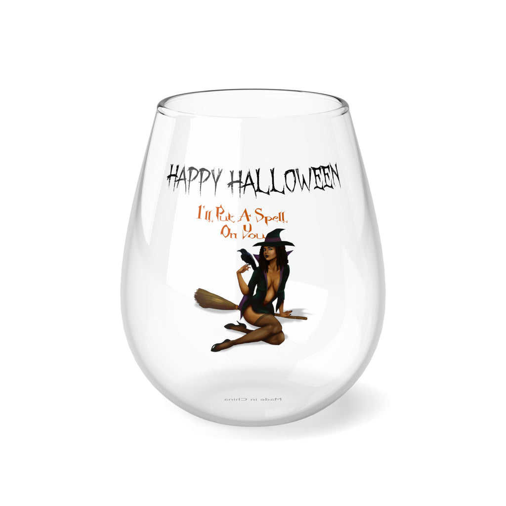 Halloween Stemless Wine Glass, Happy Halloween , I_ll Put a Spell On You Printify