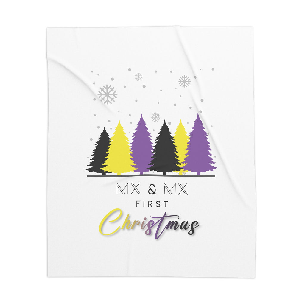 Christmas Lgbtq  Sherpa Blanket,Nonbinary First Christmas Mx & Mx Printify