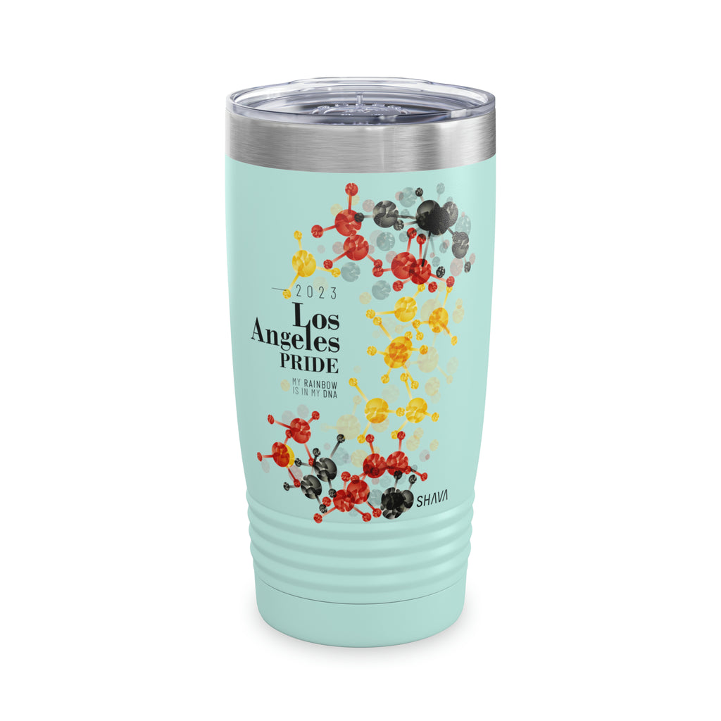 SHAVA CO Rubber Flag 2023 Pride, Los Angeles Ringneck Tumbler 20oz - My Rainbow Is In My DNA Printify