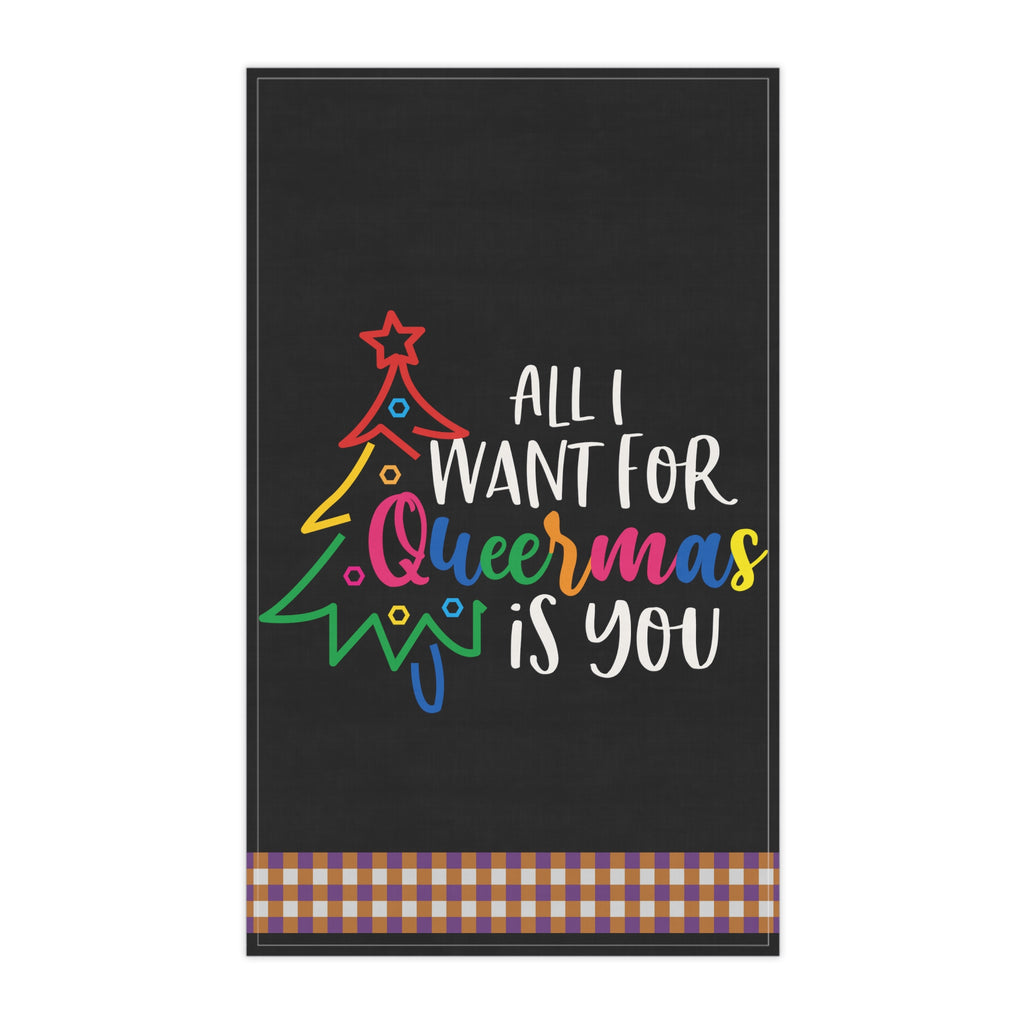 Christmas LGBTQ  Kitchen Towel -  All i Want For Queermas Is You Printify