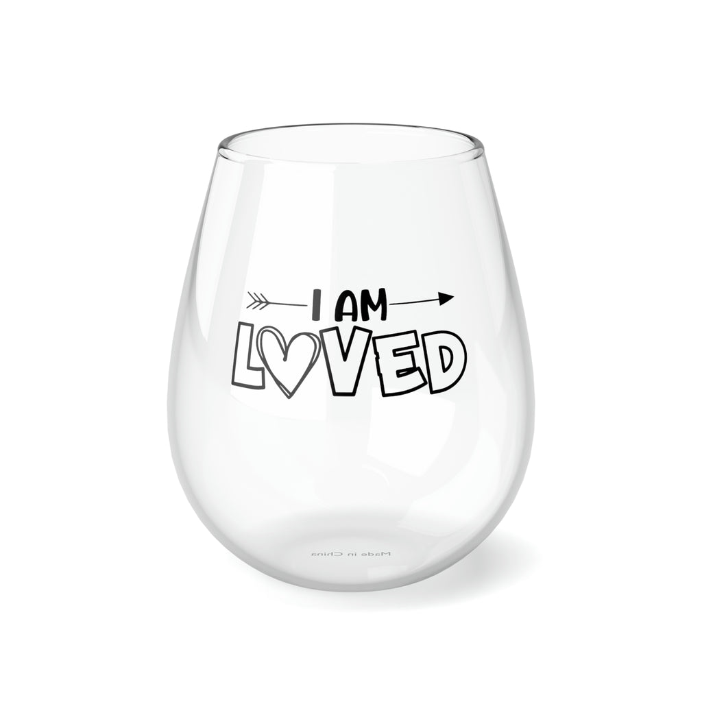 Christmas Stemless Wine Glass, I am Loved Printify