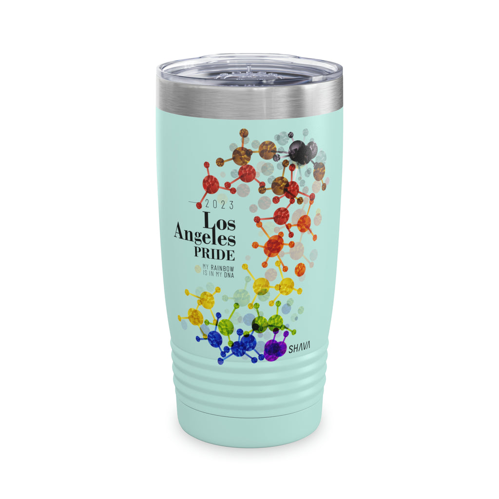 SHAVA CO Philadelphia Flag 2023 Pride, Los Angeles Ringneck Tumbler 20oz - My Rainbow Is In My DNA Printify