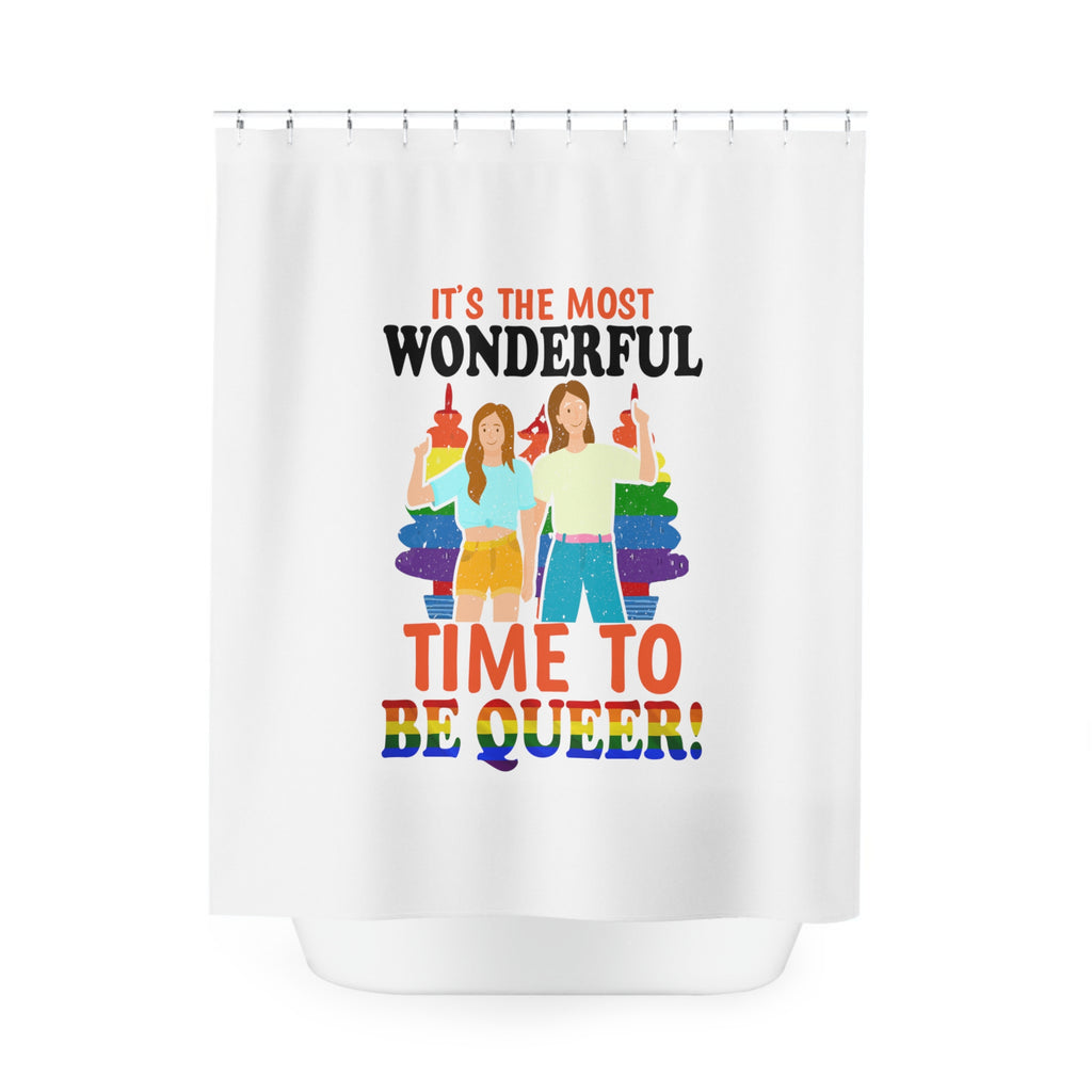 Christmas LGBTQ Shower - Curtains -  Time To Be Queer Printify