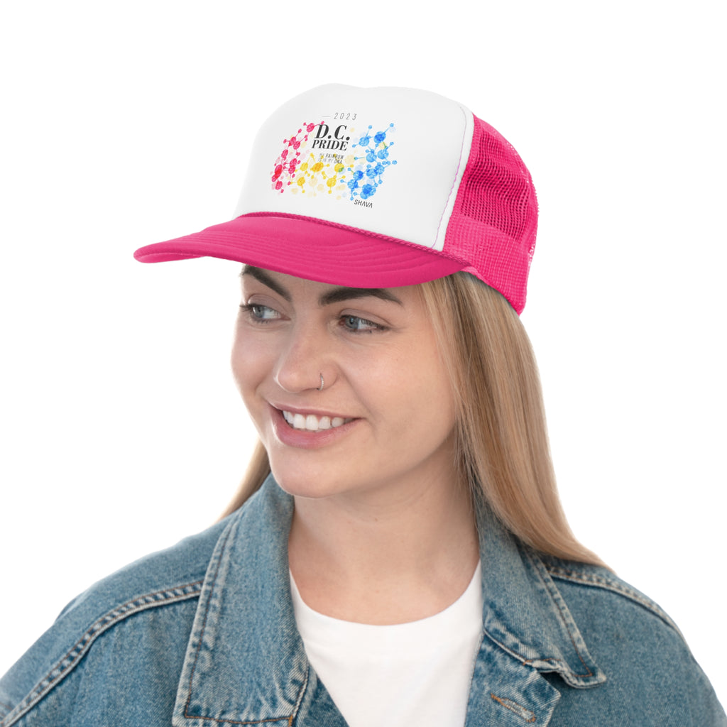 Pansexual Flag Trucker Caps D.C. Pride - My Rainbow is In My DNA Printify