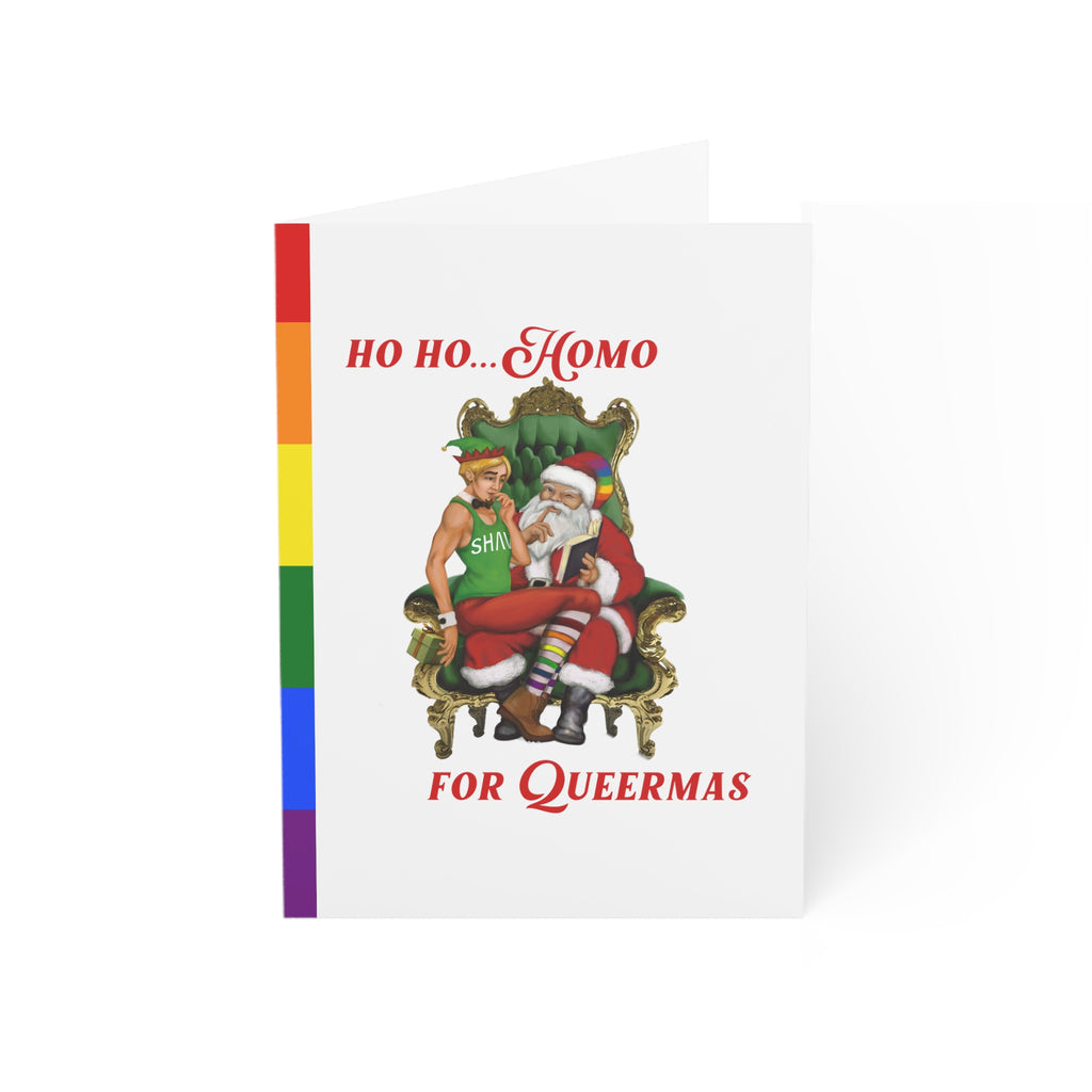 Merry Queermas Greeting Cards ' Have a Holly Jolly Queermas(With SHAVA) Printify