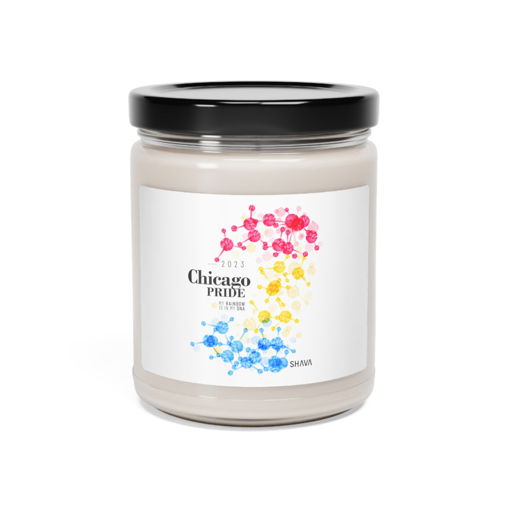 SHAVA CO Pansexual Flag 2023 Pride, Chicago Scented Soy Candle, 9oz Printify