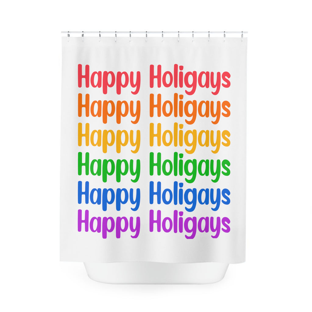 Christmas LGBTQ Shower - Curtains - Happy Holigays Printify