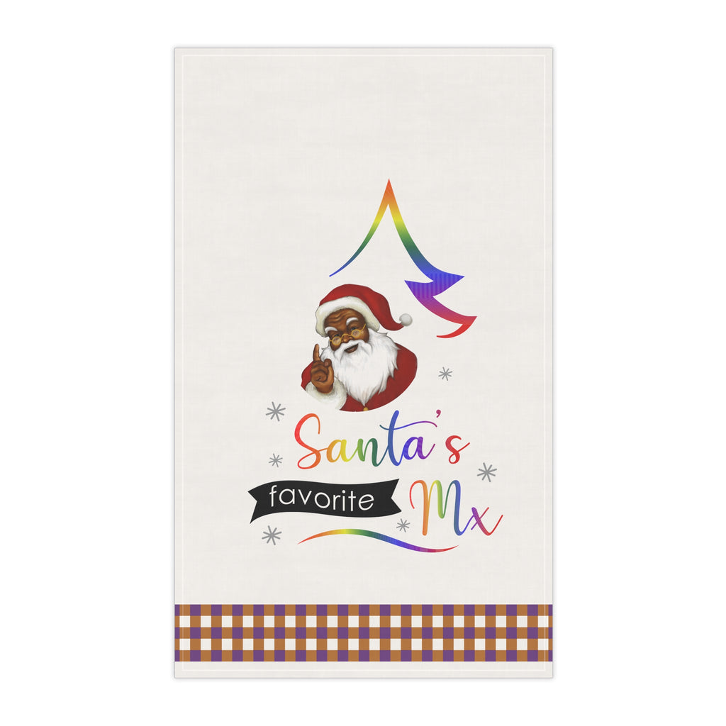 Christmas LGBTQ  Kitchen Towel - Nonbinary Santa's Favorite Mx Printify
