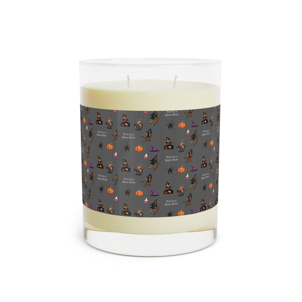 Halloween Scented Candle Full Glass, 11oz - Don't be a Basic Bitch Pattern Printify