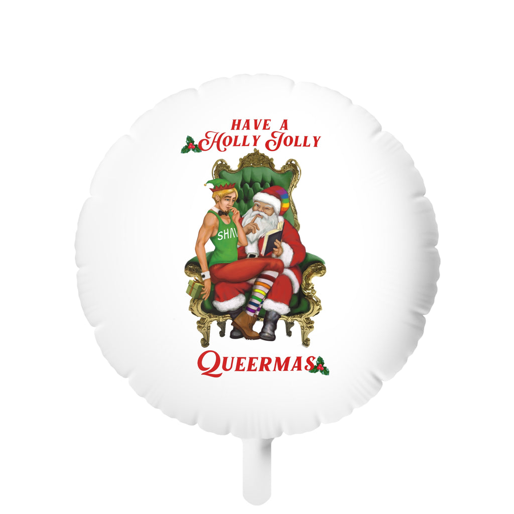 Christmas LGBTQ Mylar Helium Balloon ,Holly Jolly Queermas(White) Printify