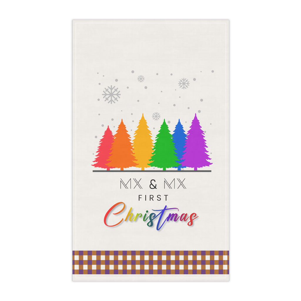 Christmas LGBTQ  Kitchen Towel - Nonbinary Mx and Mx  First Christmas Printify