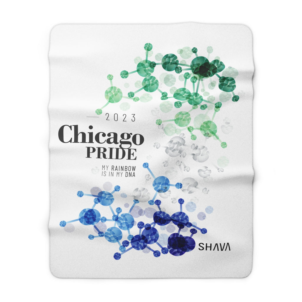 SHAVA CO Gay Flag 2023 Pride, Chicago Sherpa Fleece Blanket - My Rainbow Is In My DNA Printify