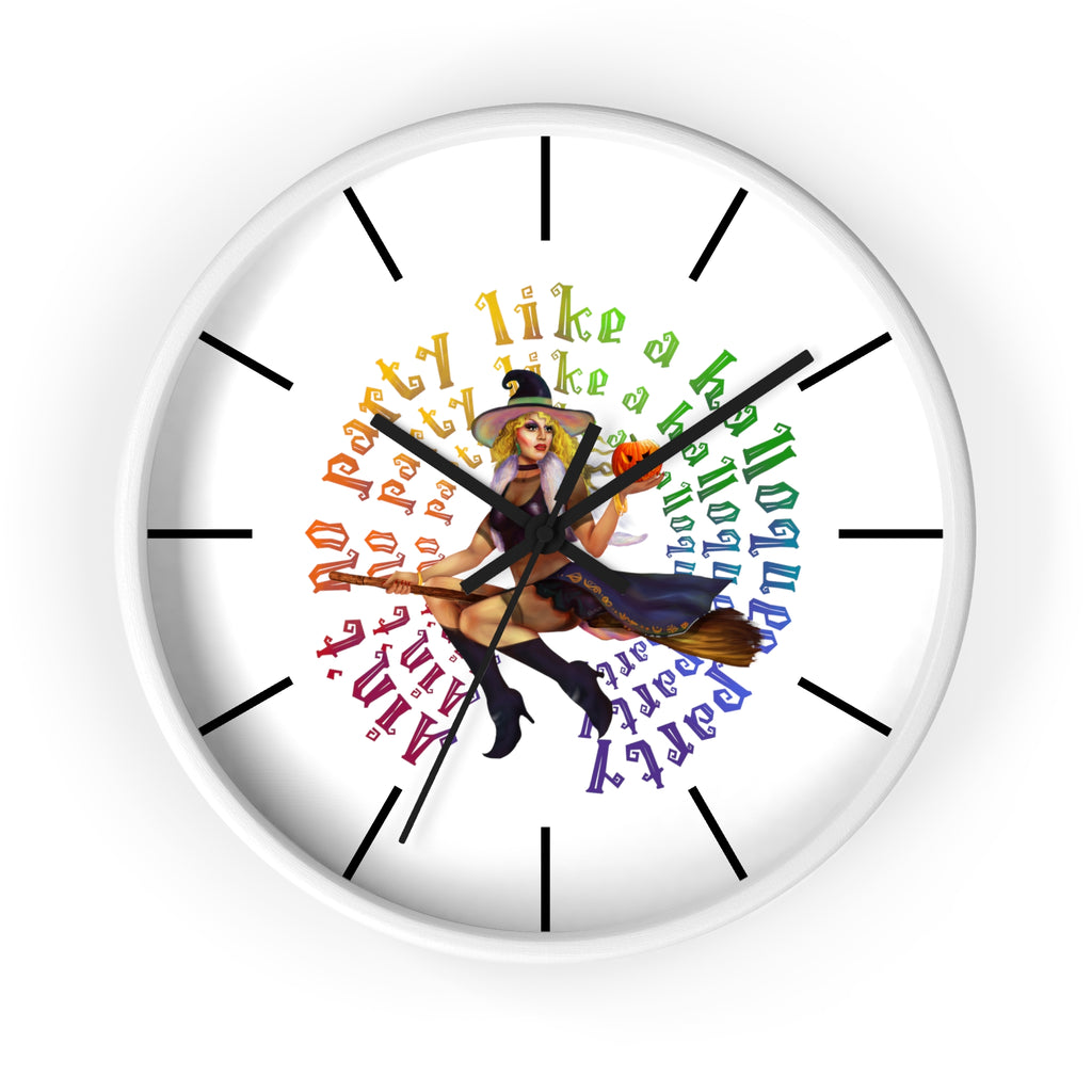 Halloween Wall Clock - No Party White Printify