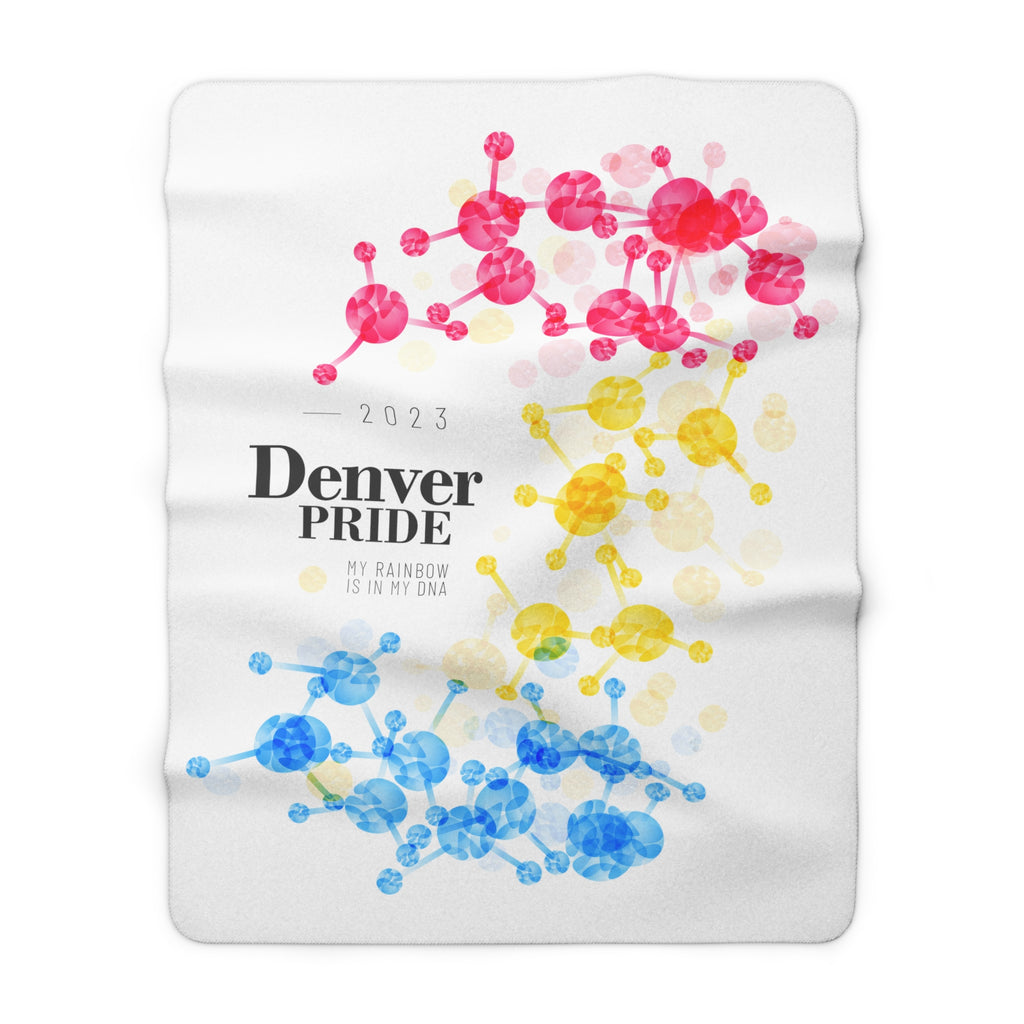 SHAVA CO Pansexual Flag 2023 Pride, Denver Sherpa Fleece Blanket - My Rainbow Is In My DNA Printify