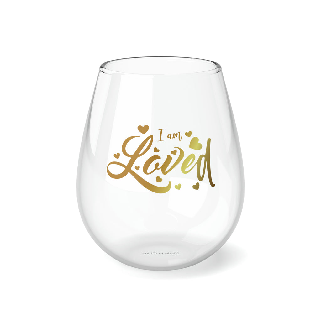 Christmas Stemless Wine Glass, I am Loved Printify