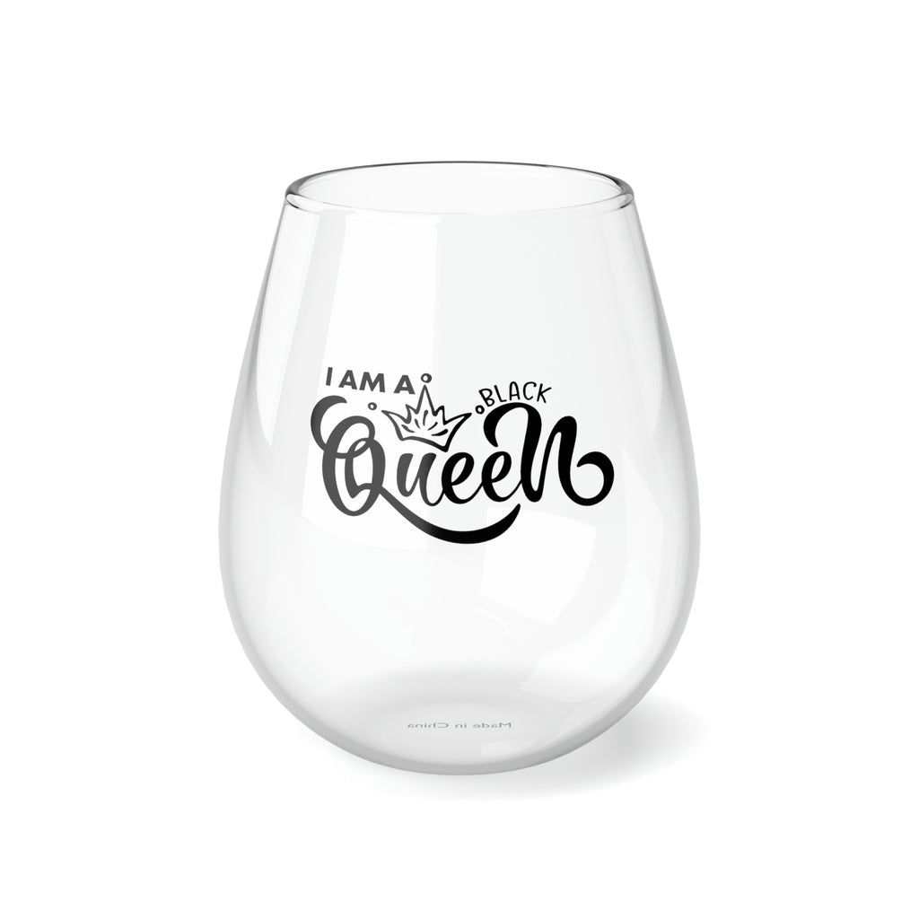 Christmas Stemless Wine Glass, I am Asian Queen Printify