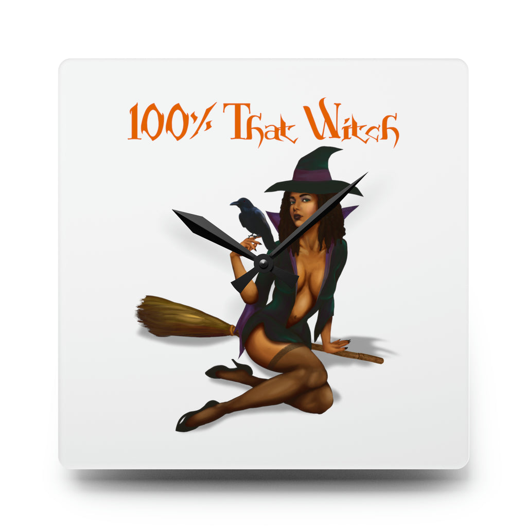 Halloween Acrylic Wall Clock - 100% That Witch Printify