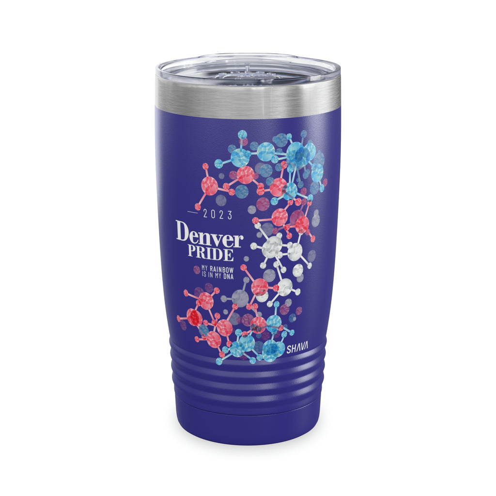 SHAVA CO Transgender Flag 2023 Pride, Denver Ringneck Tumbler 20oz - My Rainbow Is In My DNA Printify