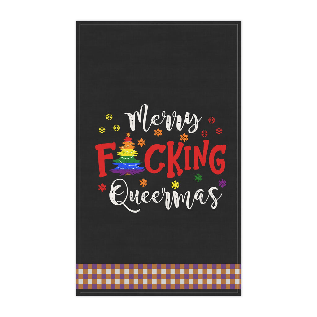 Christmas LGBTQ  Kitchen Towel - Merry Queermas Printify